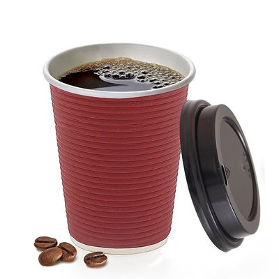 La bebida caliente 16oz rojo de la oficina imprimió las tazas para llevar de la pared del doble del café