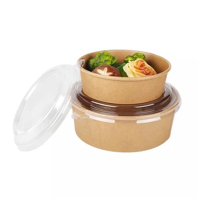 El PE alineó el cuenco de ensalada de papel disponible de 850ml Kraft abonable para ir ensalada del envase de comida que empaquetaba los envases de comida calientes