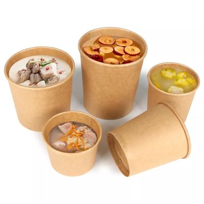 Envase de comida de papel impermeable a la grasa de un sólo recinto disponible de Kraft 12Oz para las gachas del Congee