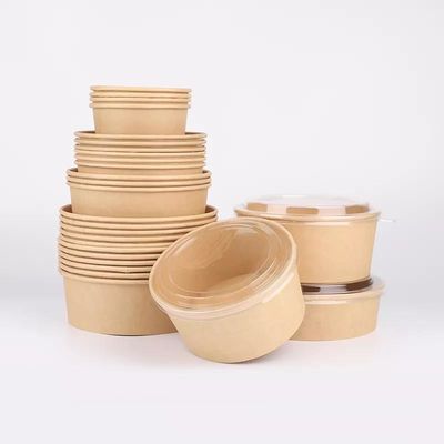 Cuencos de sopa para llevar de bambú del papel de pulpa 1200ML biodegradable disponible con las tapas