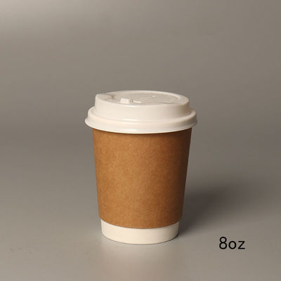 Tazas de café de papel degradables de alta calidad de 8oz 14oz 16oz Kraft con las tapas