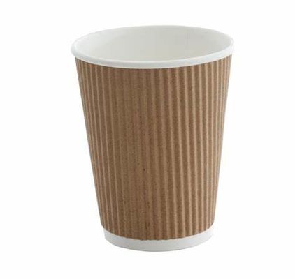 Biodegradable llévese las tazas de café del papel de la ondulación de 16oz Kraft para la consumición caliente